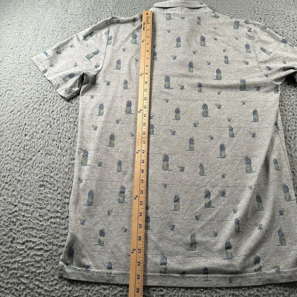 Travis‎ Mathew Polo Mens L Pineapple All Over Print Gray Golf Shirt Embroidered